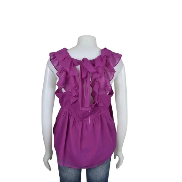 NWT  Banana Republic Factory Flutter Tie-Back Tank Top Blouse Magenta Size Large - Picture 7 of 14